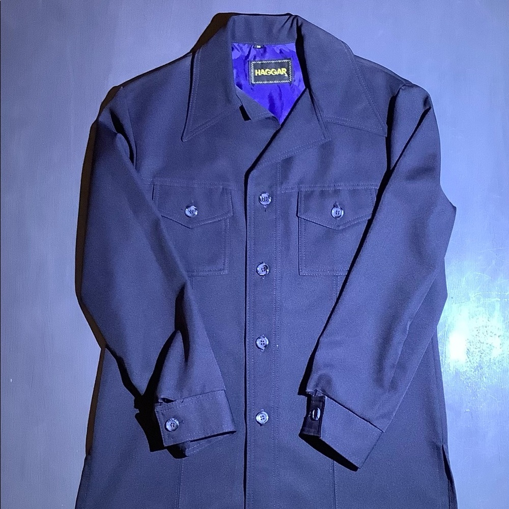VTG Haggar 1970s Lightweight Leisure Jacket | Navy Blue | Size 38